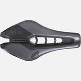 PRO TSA 1.1 Carbon rail triathlon and time trial saddle, 132mm wide, aerodynamic design, mounted on a bicycle seat post.