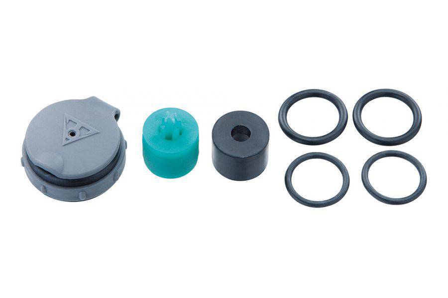 Topeak Mini Dual Pump rebuild kit in black, replacement accessories for maintenance and repair of portable bike pumps.