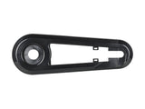 Black Trek Precaliber 16 bike chainguard, a protective component for chain coverage on a child's bicycle.