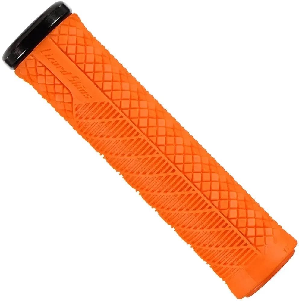 Lizard Skins Charger Evo lock-on grips for MTB and BMX bikes, showing black rubber grips with metal clamps.