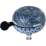 Basil Bohème Indigo Blue bicycle bell with 80mm diameter, stylish design, loud ding-dong sound, accessory for bikes