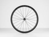 Bontrager Aeolus Pro 37 TLR disc road wheel with tubeless setup and DT Swiss 350 hubs, lightweight cycling component.