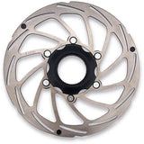 Aztec stainless steel 2mm fixed centre-lock disc brake rotor for bike components, featuring a central lock mechanism and vented design.