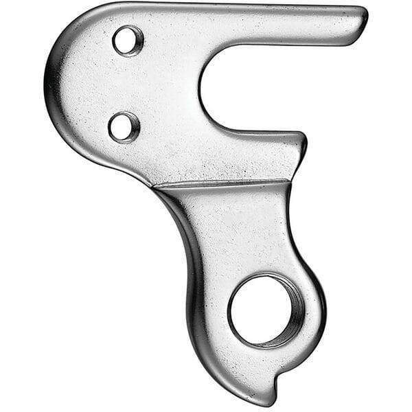 M Part gear hanger for bikes, durable replacement component, showing the gear hanger with mounting holes and metal finish.