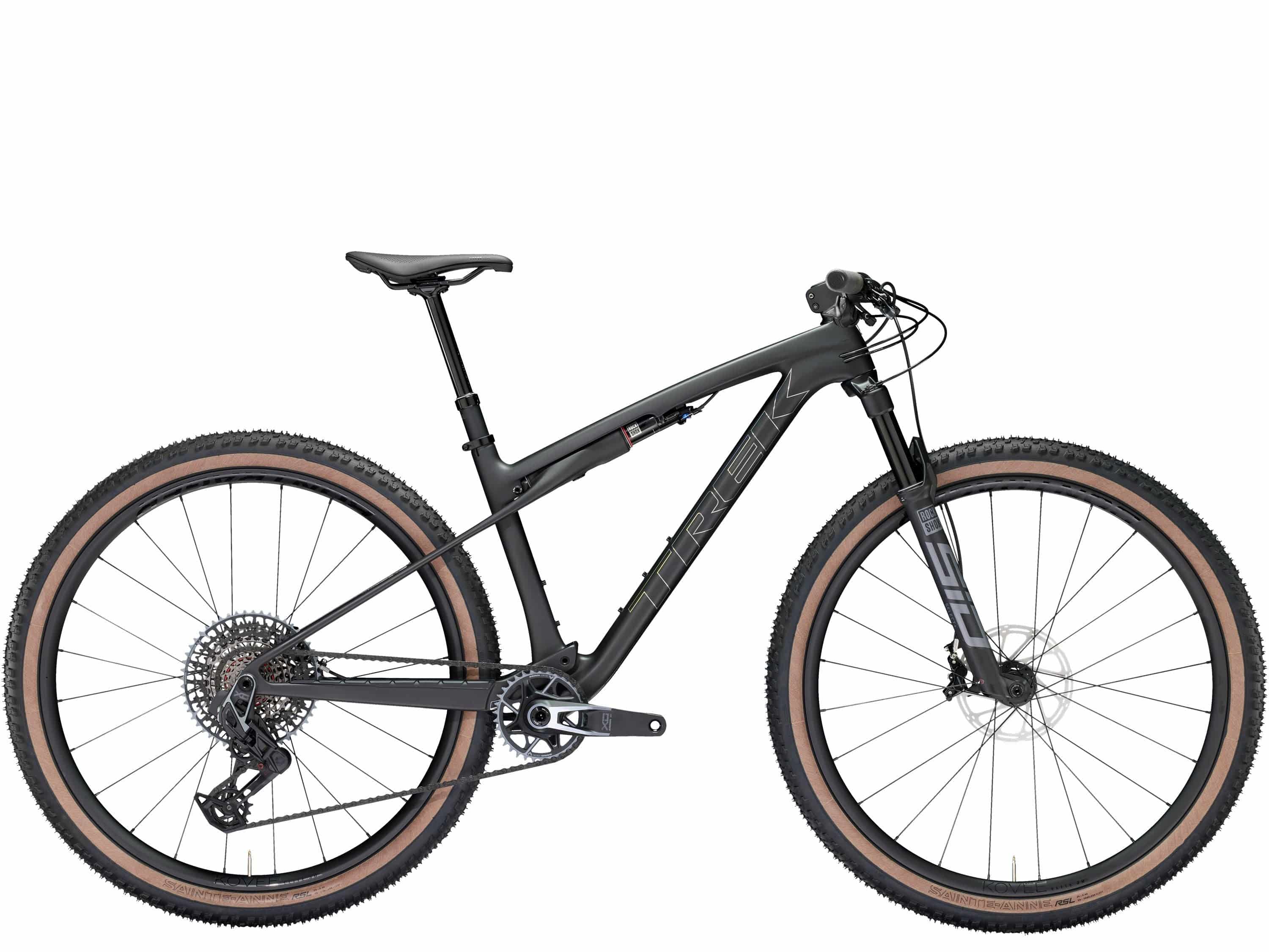 Trek Supercaliber SLR 9.8 X0 AXS T-Type Gen 2 cross-country race mountain bike with sleek frame and advanced components.