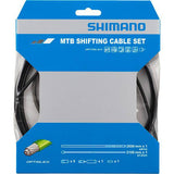 Shimano MTB rear gear cable set with OPTISLICK coated stainless steel inner cables in black for smooth shifting.