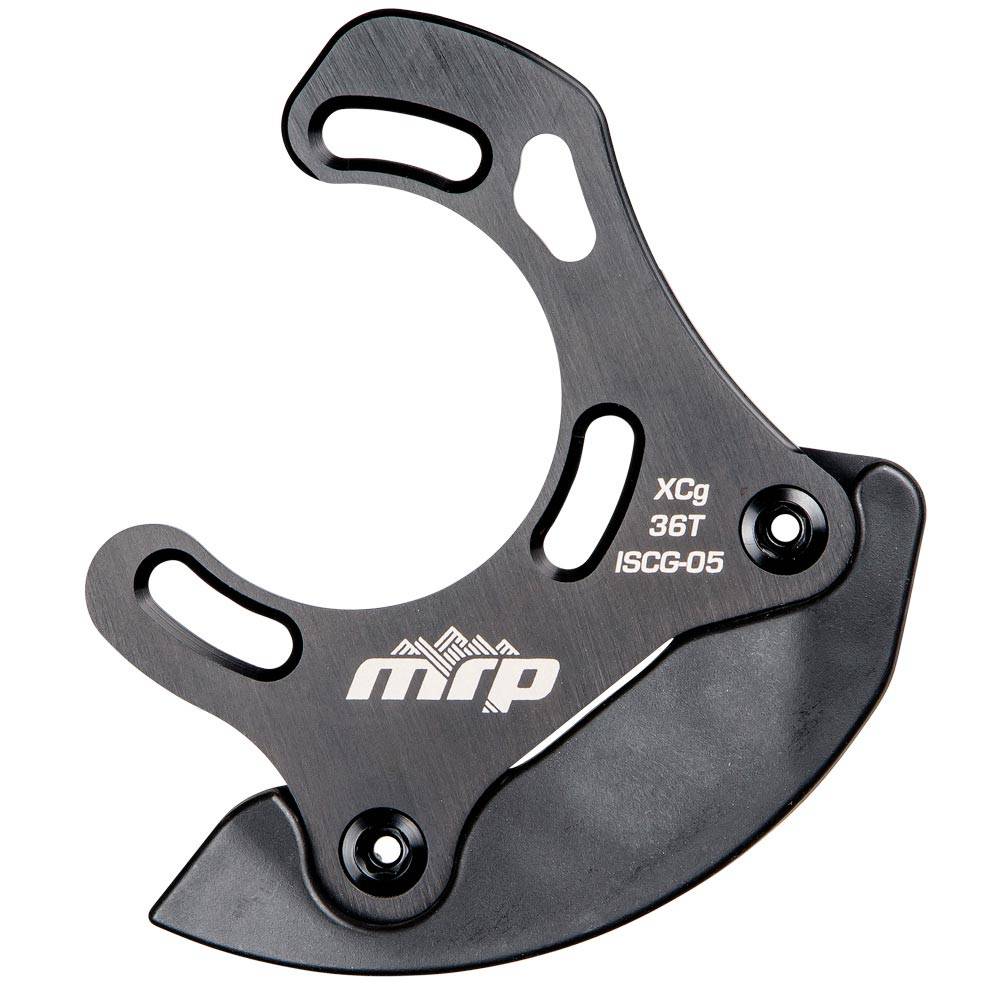 MRP XCG V2 chain device with 36t gear and replaceable nylon skid for bike protection, mounted on a mountain bike chainstay.
