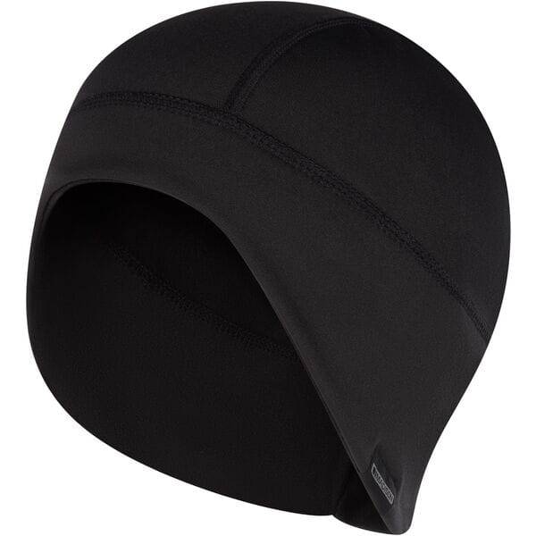 Madison DTE Isoler thermal cycling hat in black with neck coverage, designed as a warm liner for outdoor cycling.