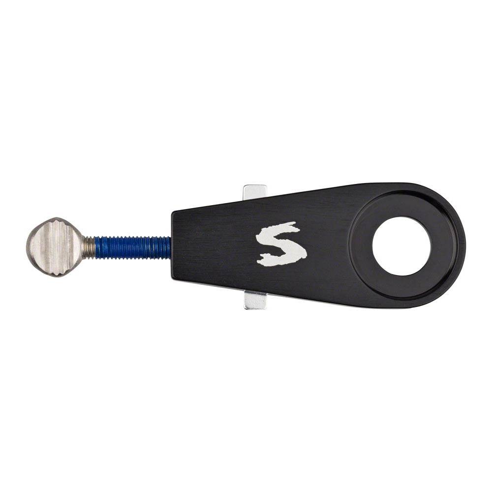 Surly Snuggnut CNC-machined rear wheel tensioner for 12mm dropouts, bicycle components for precise wheel alignment.