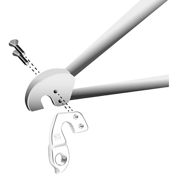 M Part gear hanger for bicycle frames, designed for bike gear system protection and component stability.