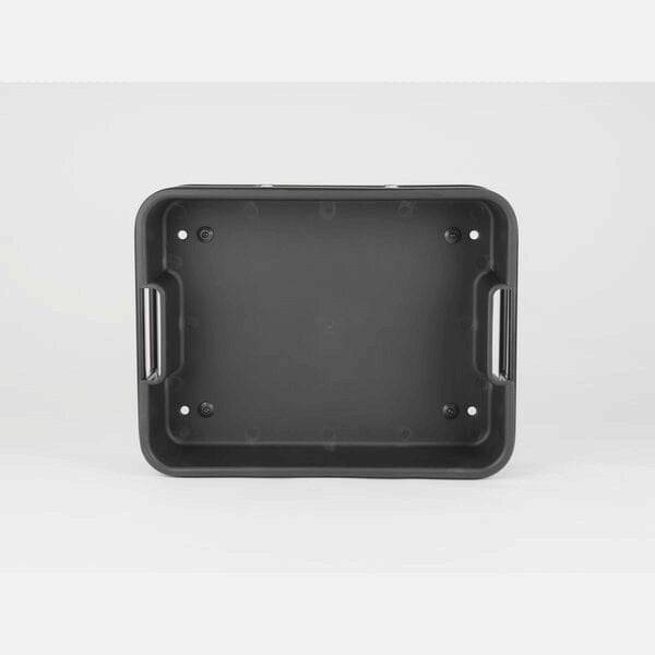 AtranVelo Bakery AVS 15L cargo crate with mounting system, designed for utility bikes, shown attached to a bike's rear rack.