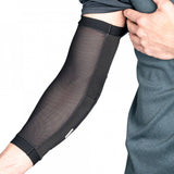 Bluegrass Aura Level 1 mountain bike elbow pads in blue for trail and downhill protection, showing padded elbow coverage.