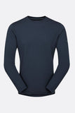 Rab Crimp Logo Tee Jersey in tempest blue, lightweight moisture-wicking activewear for outdoor activities, shown on a model.
