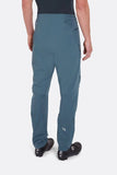 Rab Cinder Kinetic long outdoor pants in Orion Blue, back view showing adjustable waistband and durable outdoor performance design.