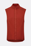Rab Cinder Windveil slim-fit wind-resistant cycling vest in Tuscan Red, lightweight and designed for performance cycling.