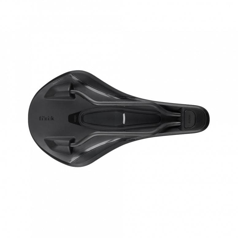 Fizik Vento Argo X1 off-road racing saddle with ergonomic cut-out and mud flap, designed for bike components.