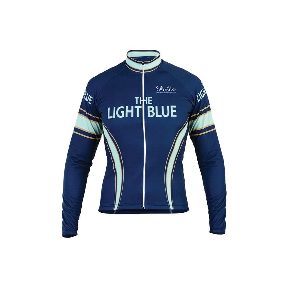 Light Blue Sport Nuovo long sleeve cycling jersey with aerodynamic fit and pockets, designed for active cycling performance.