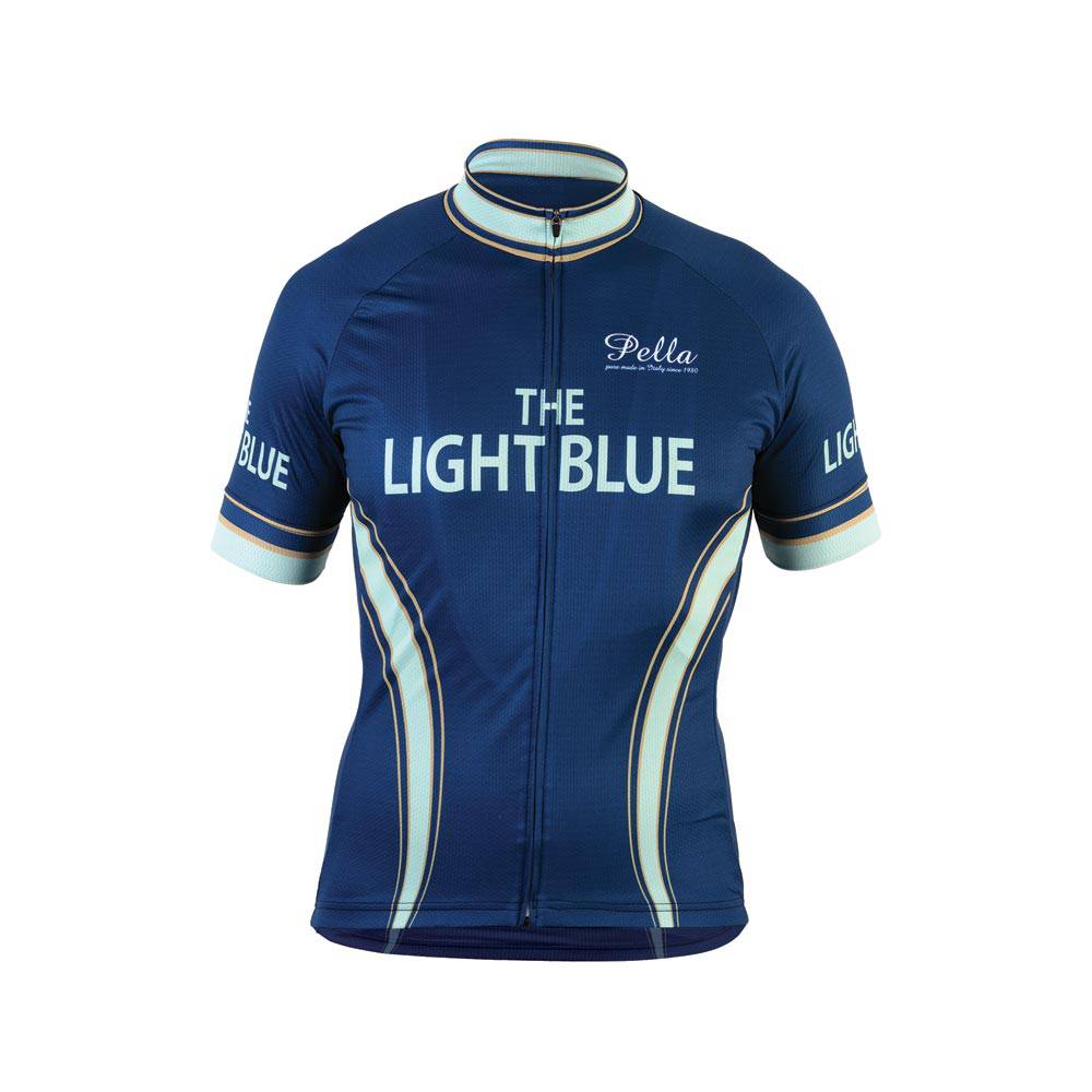 Light Blue Sport Nuovo men's short sleeve athletic jersey, breathable sports top with a fitted cut for active wear.
