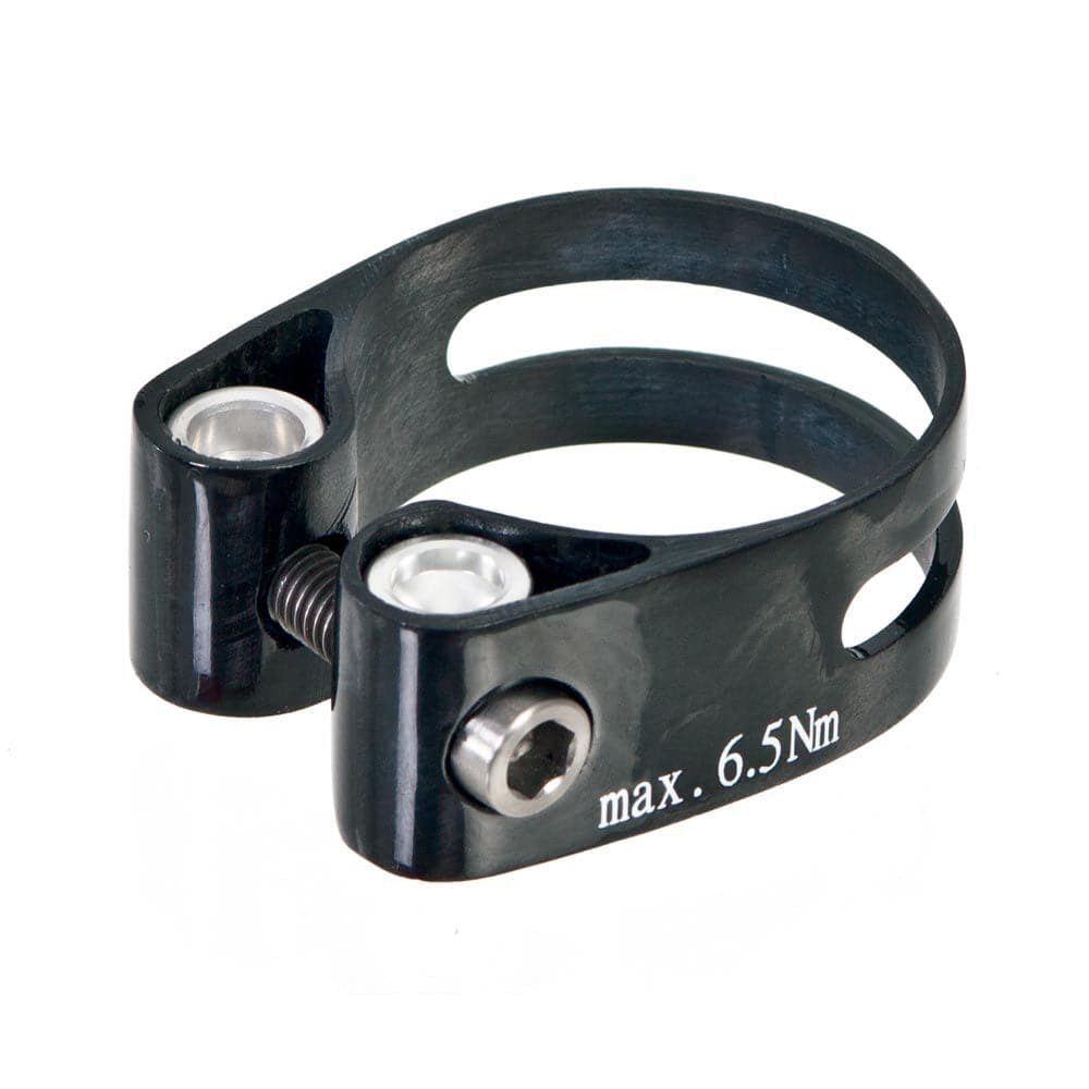 Genetic Carbon SL Superlight seat clamp for road bikes, 31.8mm and 34.9mm, lightweight bike component with a sleek finish.
