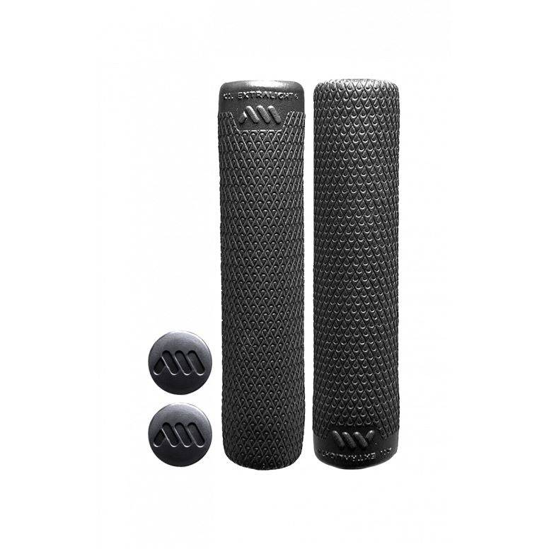 All Mountain Style Extralight black grips for cross country bike handlebars, 130mm length, lightweight bike component.