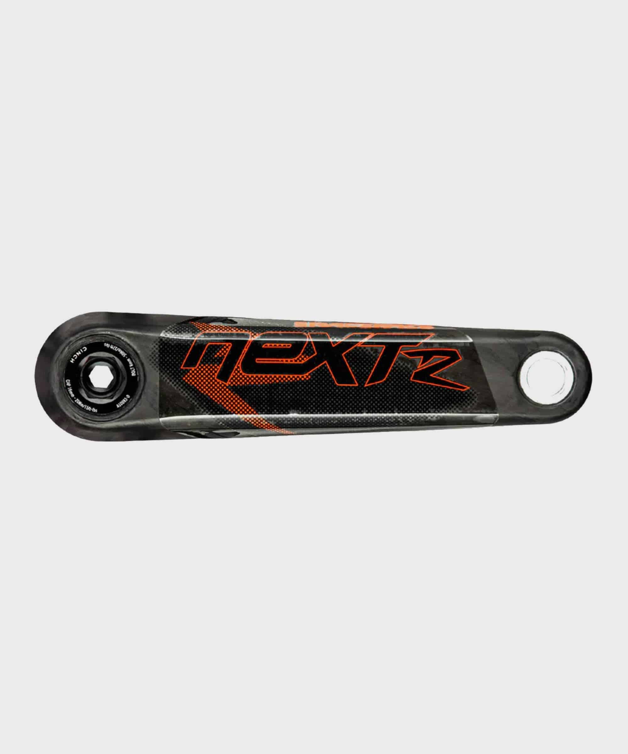 Race Face Next R 136mm carbon MTB crank arms with Cinch technology, showing close-up of lightweight, durable bike crank components.