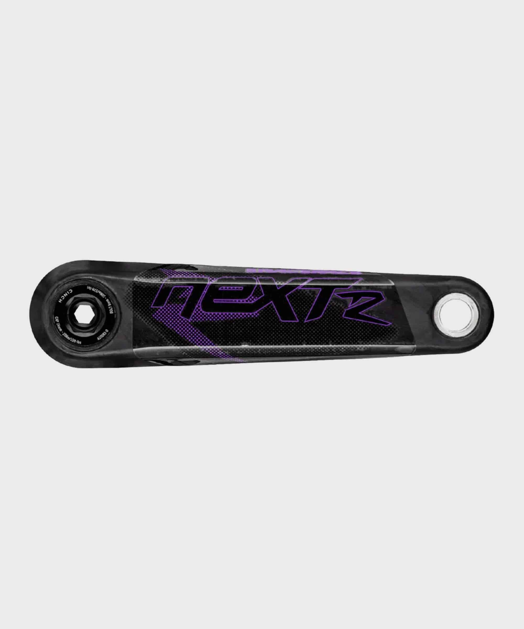 Race Face Next R 136mm carbon MTB crank arms with Cinch technology, showing lightweight, durable bike components.