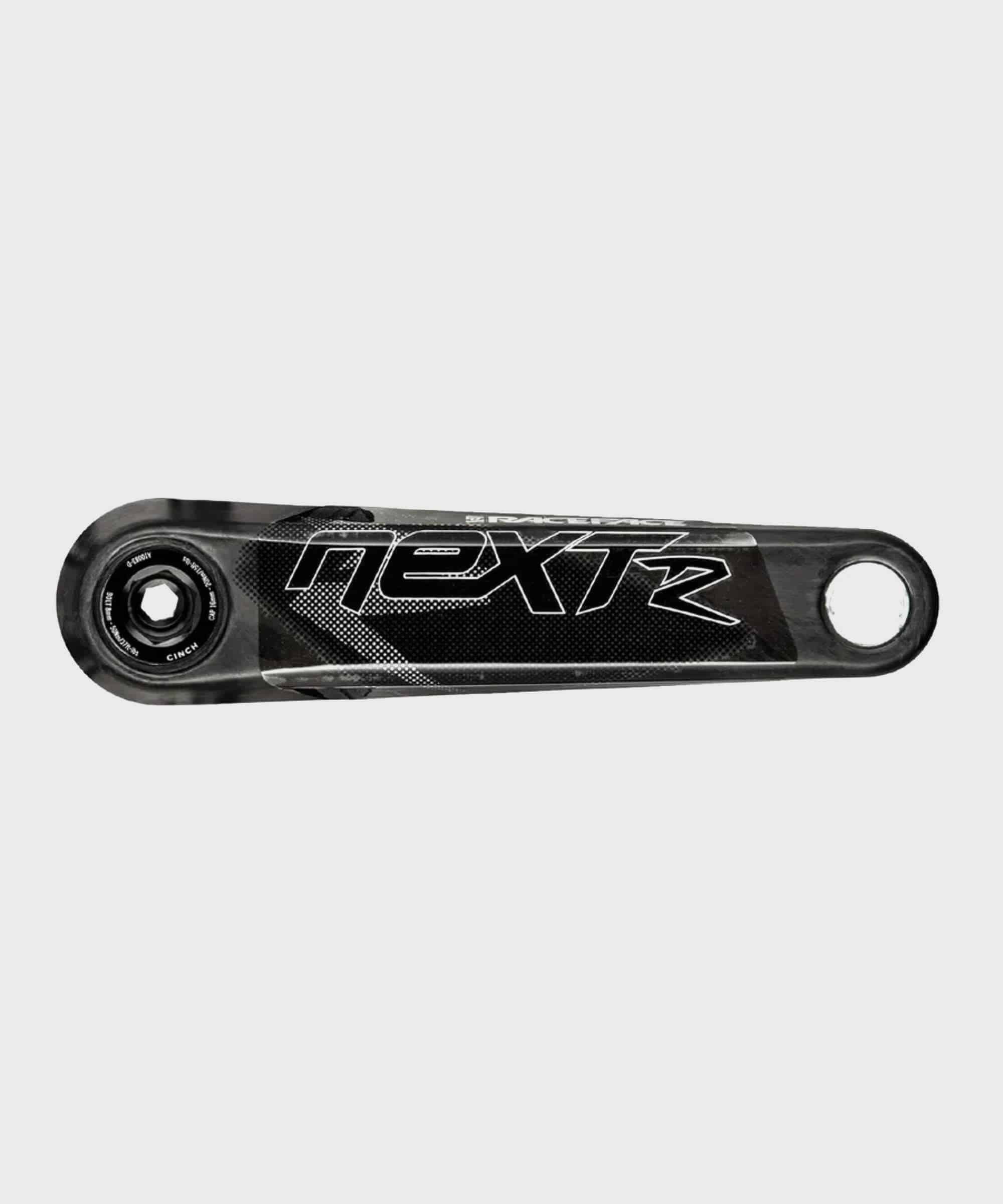 Race Face Next R 136mm carbon MTB crank arm with Cinch technology, black, lightweight component for mountain biking.