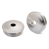 Genetic Heritage Crank Caps spare parts and accessories for bike axle protection, shown in black with metal finish.