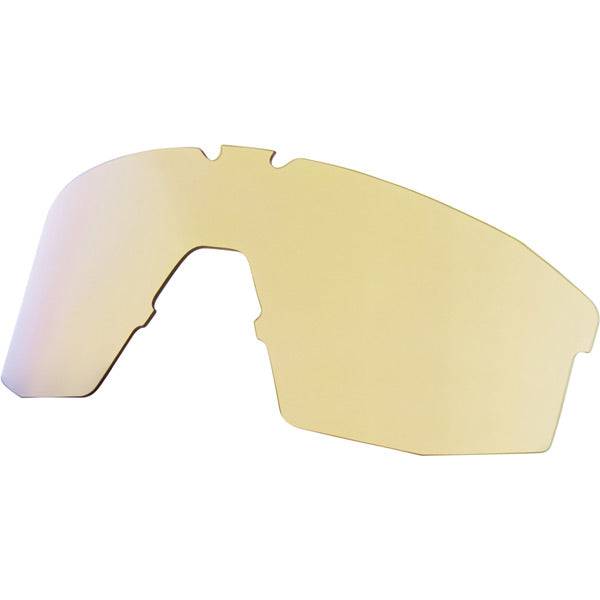 Madison Eyewear Enigma upgrade lens with UV protection and scratch resistance, shown in a close-up image.