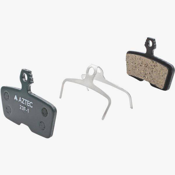 Aztec e-Bike Disc Brake Pads for Avid Code 2011+ and Code R models, showing metal backing and brake pad material.