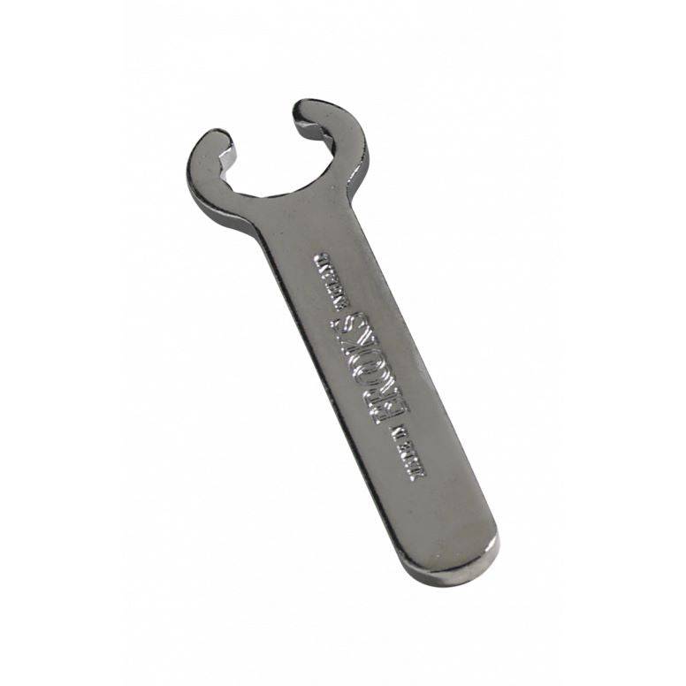 Brooks tension pin spanner tool in gunmetal grey for leather saddle adjustment, showing the metal tool with textured grip.