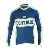 Light Blue Sport classic long sleeve cycling jersey with breathable fabric, designed for running and training activities.