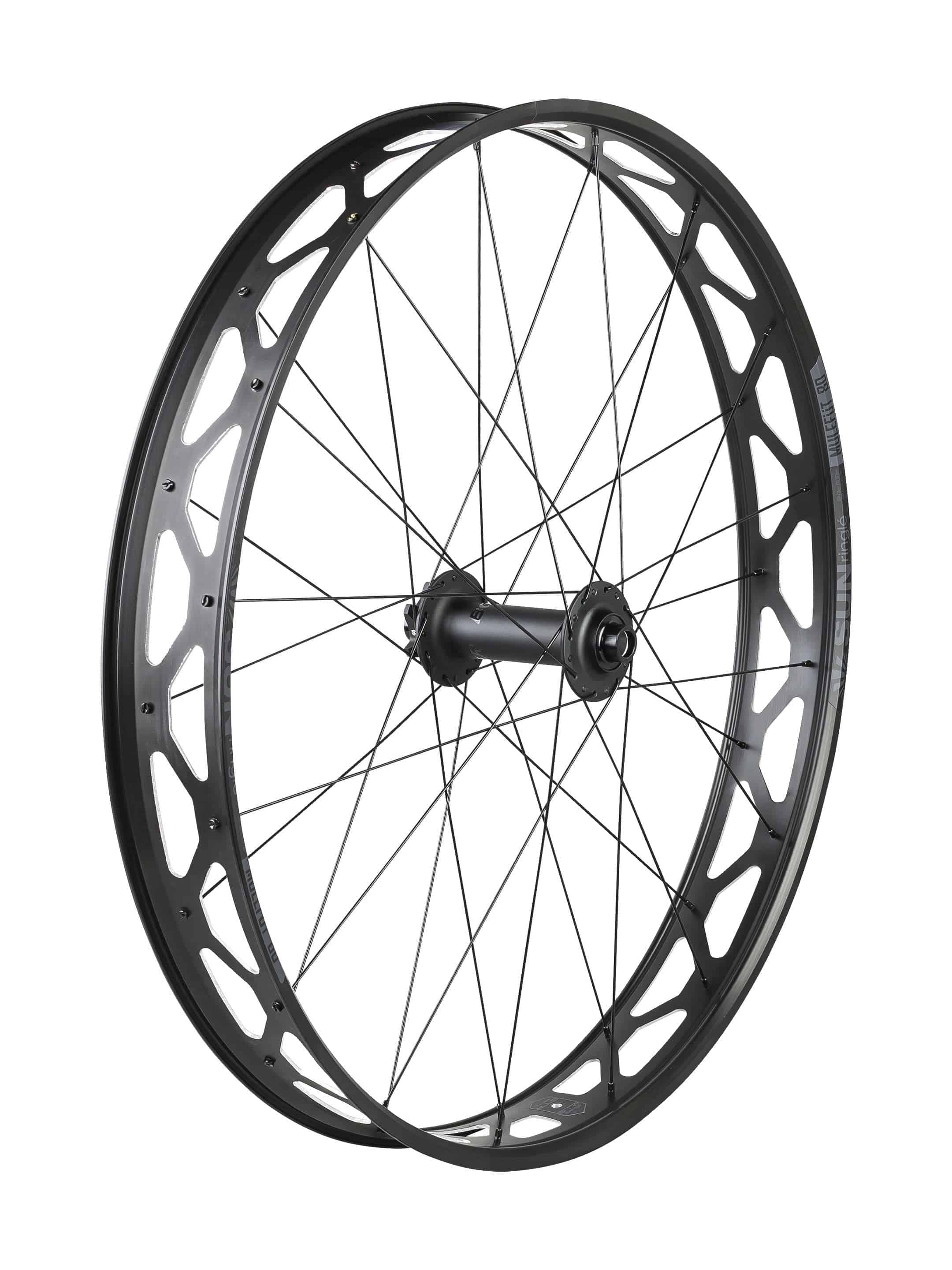 Trek Mulefut 80 27.5-inch MTB rear wheel with Sun Rims and RapidDrive 108 technology, showcasing rugged mountain bike components.