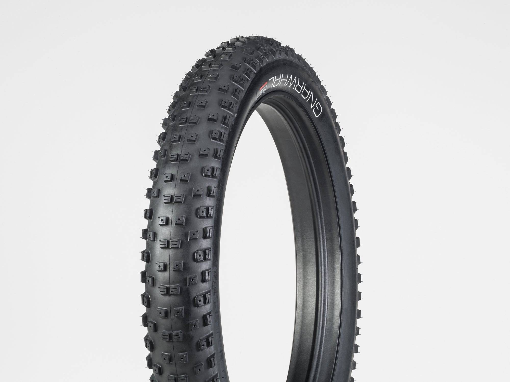 Bontrager Gnarwhal 27.5-inch fat bike tire in black, tubeless ready and studdable, designed for off-road biking.