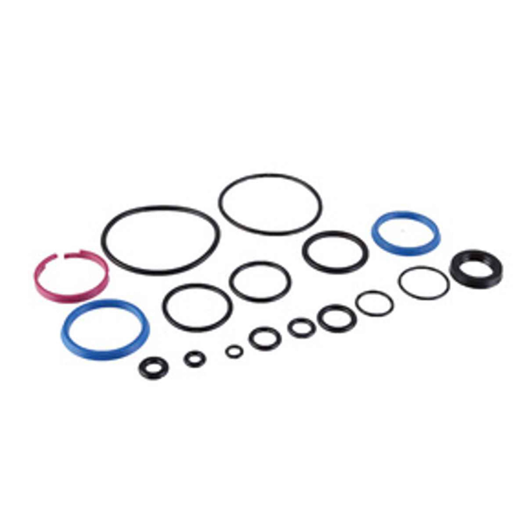 Fox Factory Grip2 Seal Kit for 34-40 fork models, shown with components and spare parts for Fox mountain bike forks.