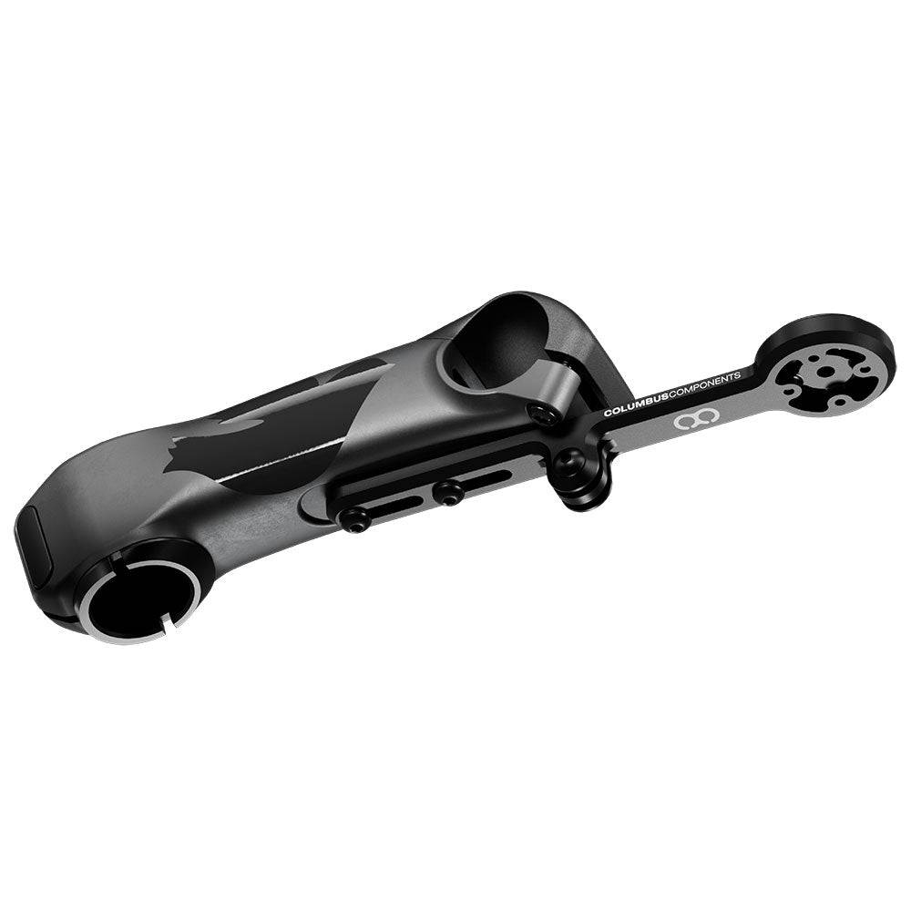 Columbus Trittico Stem Computer Mount for Garmin GPS, lights, and cameras, mounted on a bicycle handlebar.