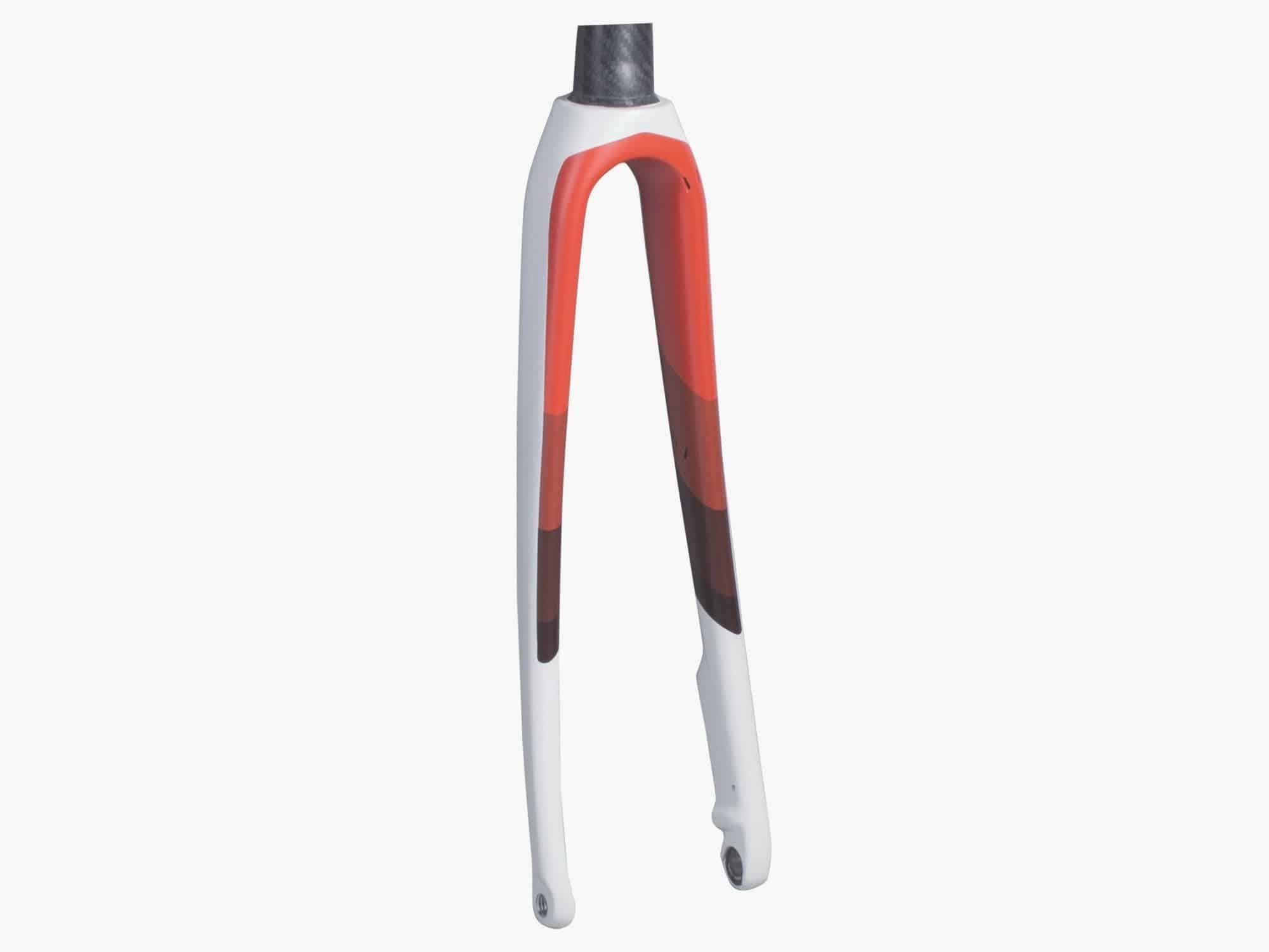 Trek 2017 Domane SLR 7 disc and rim brake fork with 53 rake, lightweight bike component for road cycling.