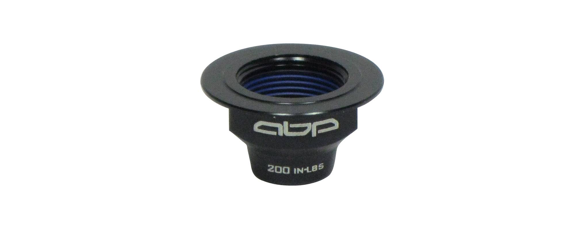 Black Trek ABP Drive Side 135mm Nut Adapter for rear derailleur alignment, component part with precise threading and durable construction.