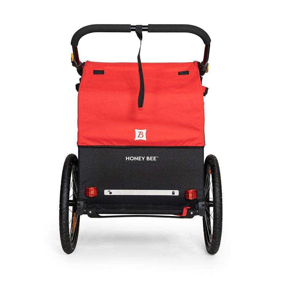 Burley Honey Bee 2024 bike trailer and stroller with 1-wheel kit, designed for carrying two children comfortably.