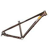 Kinesis UK FF29 MTB hardtail frame with adjustable dropouts, designed for trail riding, shown in a sleek black finish.