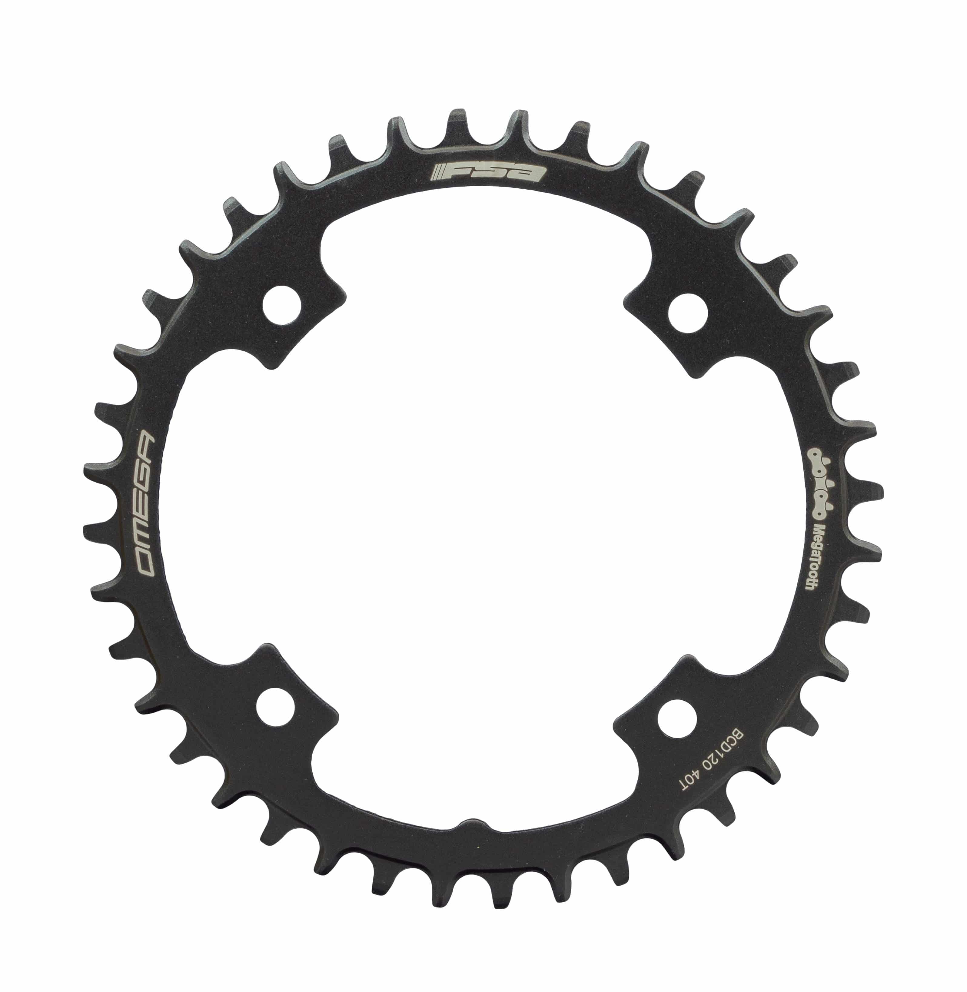 FSA Gossamer Omega 40T 1x11 road bike chainring with 120mm BCD and 4-hole mounting for smooth shifting.