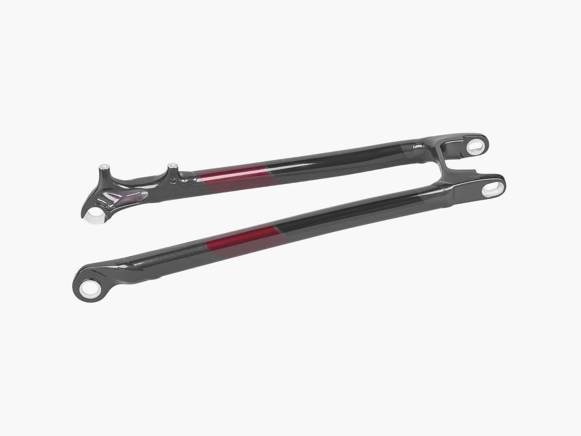 Trek 2019 Powerfly LT seatstay frame component for 2018 Powerfly FS and LT 27.5 mountain bike, close-up view of the frame part.