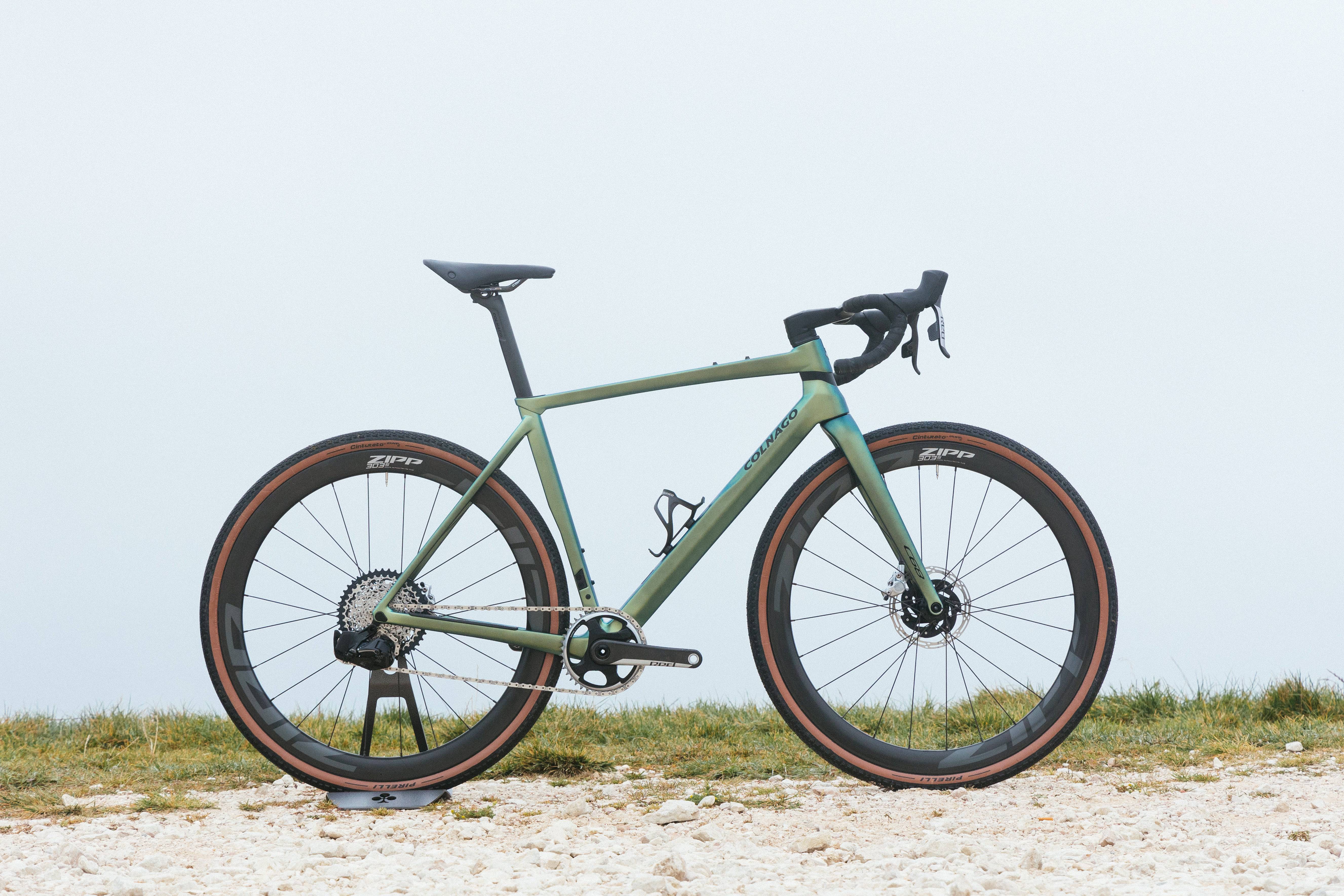 Close-up of the Colnago C68 Gravel 2025 carbon gravel and CX frame set with detailed tubing and sleek design for mixed terrain riding.