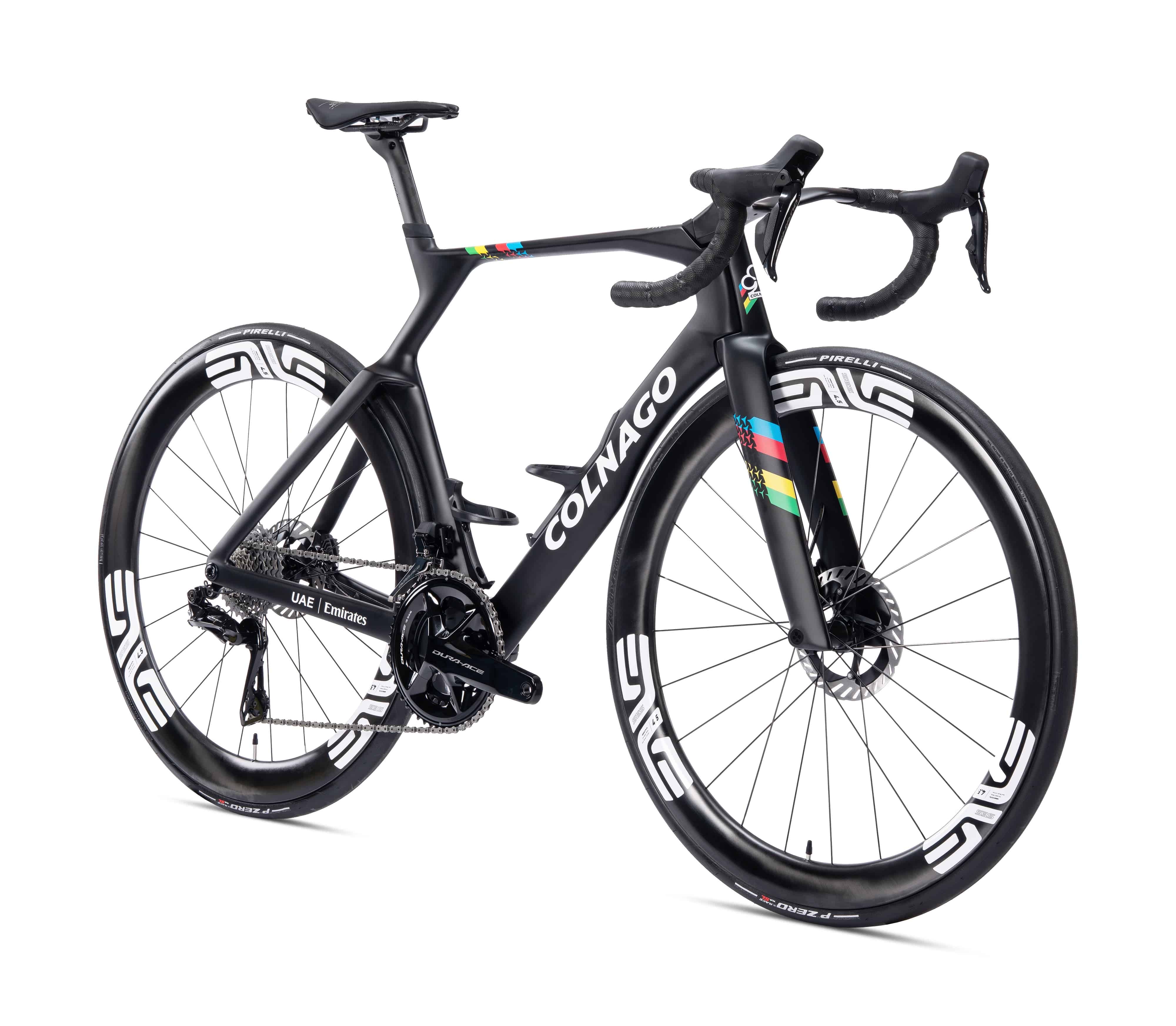 Colnago Y1Rs Disc 2025 carbon aero road frameset with integrated disc brakes, white studio shot showcasing sleek aerodynamic design.