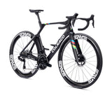 Colnago Y1Rs Disc 2025 carbon aero road frameset with integrated disc brakes, white studio shot showcasing sleek aerodynamic design.