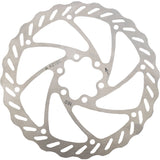 Aztec Core stainless steel 6-bolt disc brake rotor for bikes, showing the round rotor with bolt holes and metallic finish.