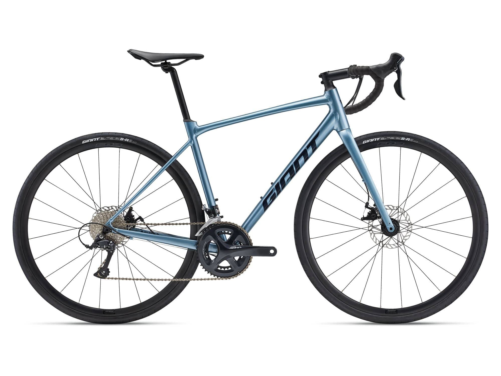 Giant Contend AR 3 2024 road bike with Shimano Sora disc brakes, unisex frame, black and red color, ready for road riding.