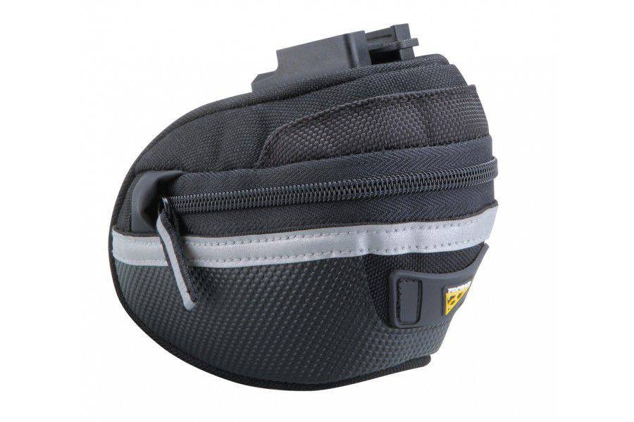 Topeak Wedge II Large Black saddle bag, water-resistant cycling accessory with secure storage for bike essentials.