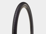Bontrager H2 Hard-Case Lite bicycle tyre with puncture protection and reflective sidewalls, shown mounted on a bike wheel