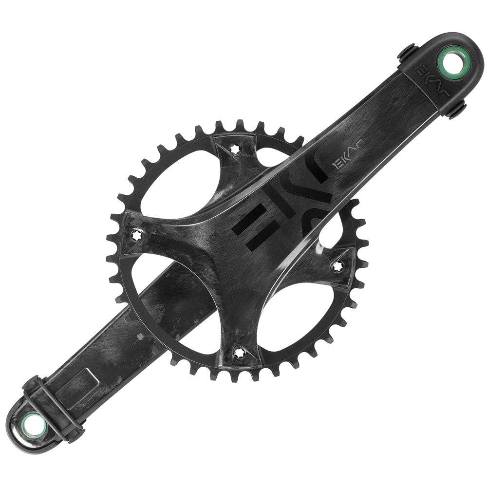 Campagnolo Ekar 13X gravel and all-road bike crankset with chainring and crank arms, designed for 1x gravel cycling components.